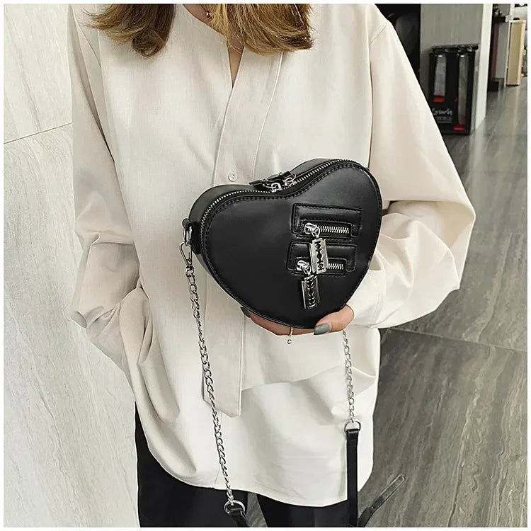 Heart Blade Zipper Chain Crossbody