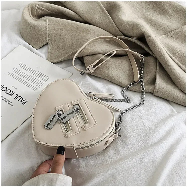 Heart Blade Zipper Chain Crossbody