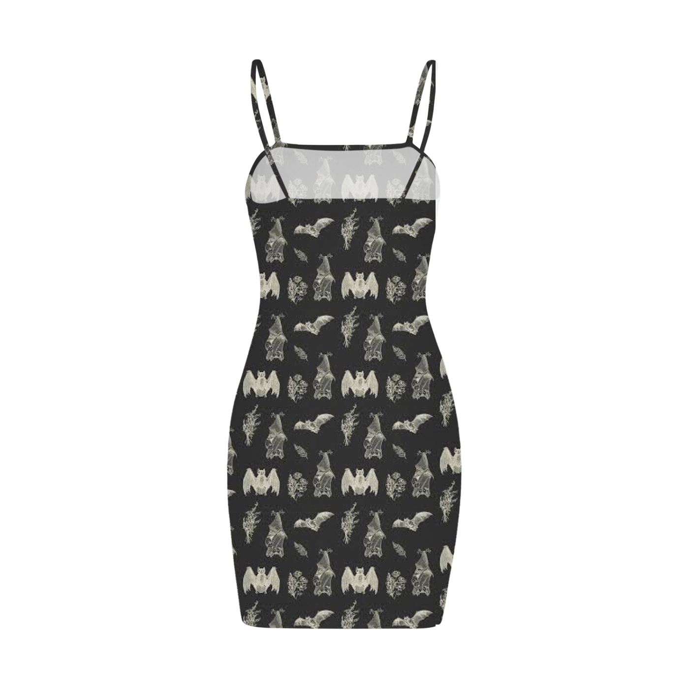 Gothic Bat Print Split Slide Cami Dress