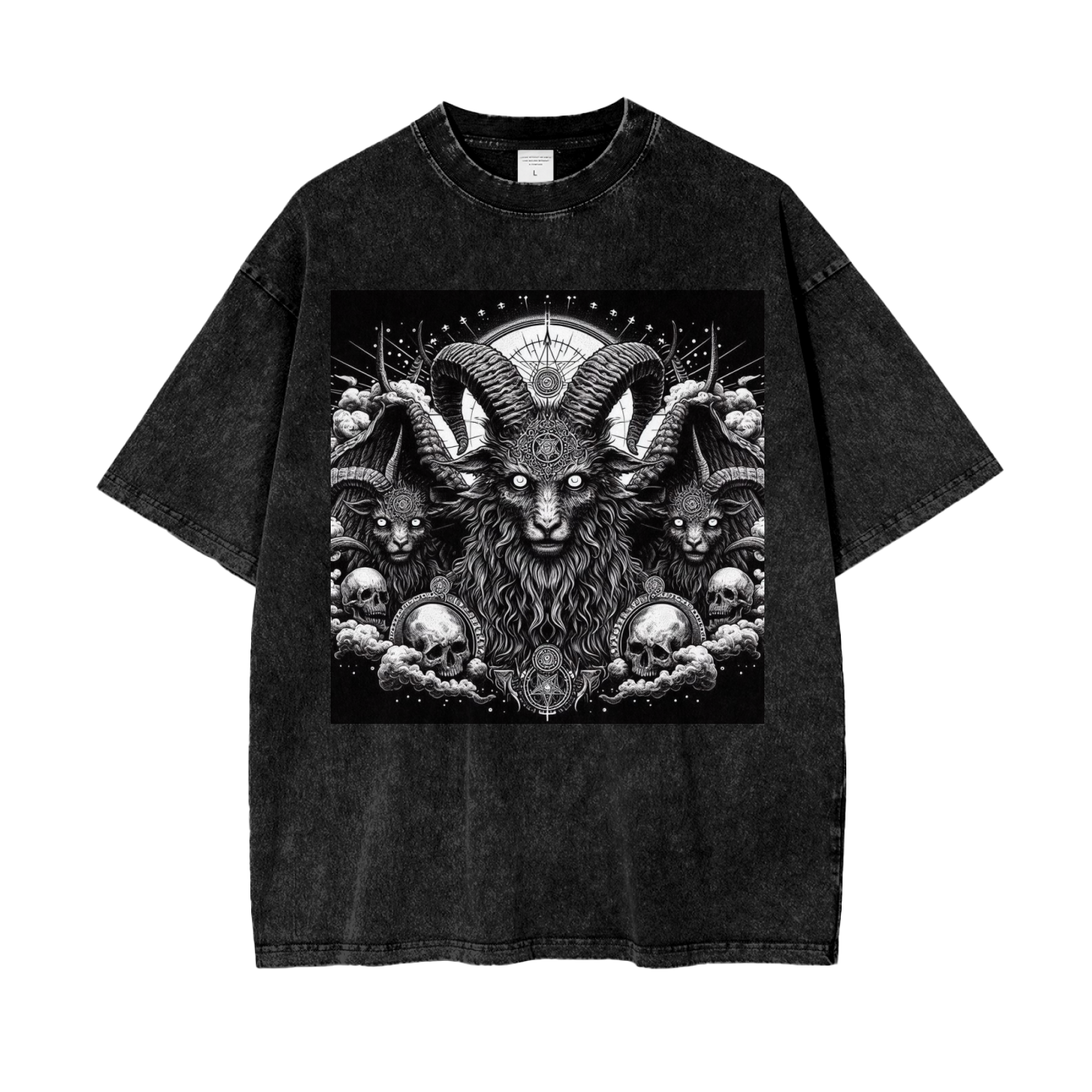 Gothic Baphomet Oversize Washed T-Shirt